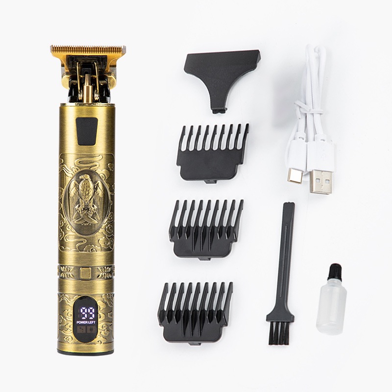 Amazon's New T9 Dragon And Phoenix Charging Hair Clipper Hair Salon Shaved Head Carving Push White Special Buddhist Head Electric Scissors
