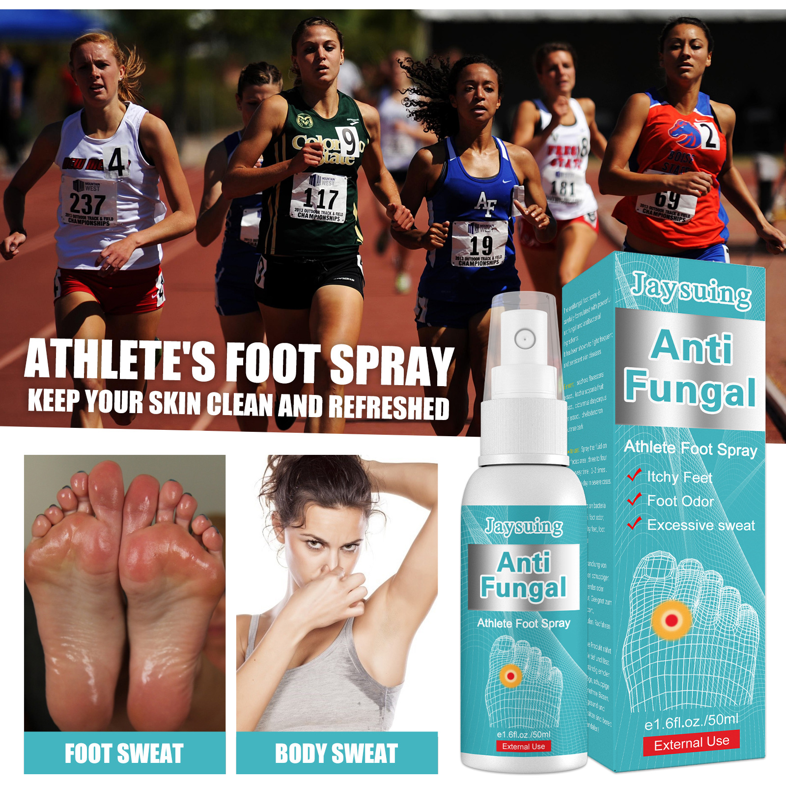 High Quality Athlete's Beriberi Spray Beriberi Foot Smelly Foot Itching Foot Sweat Rotten Foot Sterilizing And Relieving Itching Beriberi Spray
